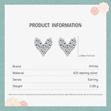 925 Silver Hearts CZ Stud Earrings Anti-allergy Jewelry