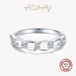 925 Silver CZ Geometric Rings for Women Wedding Jewelry
