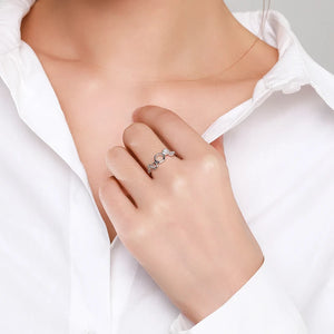 925 Silver Honeycomb CZ Finger Ring Clear Fine Jewelry