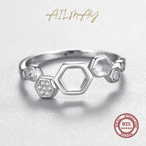 925 Silver Honeycomb CZ Finger Ring Clear Fine Jewelry