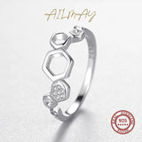 925 Silver Honeycomb CZ Finger Ring Clear Fine Jewelry