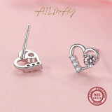 925 Silver Heart Earrings with CZ, Women Girls Party Jewelry
