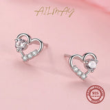 925 Silver Heart Earrings with CZ, Women Girls Party Jewelry