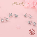 925 Silver Heart Earrings with CZ, Women Girls Party Jewelry