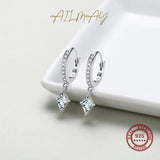 925 Sterling Silver CZ Hoop Earrings Wedding Jewelry