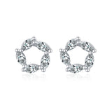 925 Silver CZ Stud Earrings Flower Charm Wedding Jewelry
