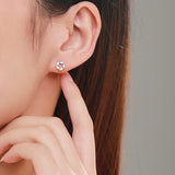 925 Silver CZ Stud Earrings Flower Charm Wedding Jewelry
