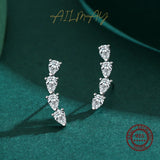925 Silver Water Drop CZ Long Earrings Wedding Jewelry Gift