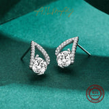 925 Silver Water Drop CZ Stud Earrings Wedding Jewelry