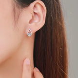 925 Silver Water Drop CZ Stud Earrings Wedding Jewelry