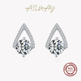 925 Silver Water Drop CZ Stud Earrings Wedding Jewelry