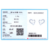 925 Silver Heart Zircon Stud Earrings Wedding Jewelry