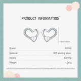 925 Silver Heart Zircon Stud Earrings Wedding Jewelry