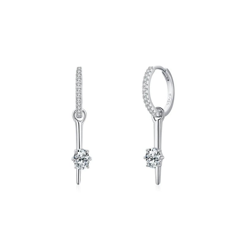 925 Silver Clear Zircon Hoop Earrings Hypoallergenic Jewelry