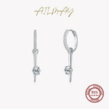 925 Silver Clear Zircon Hoop Earrings Hypoallergenic Jewelry