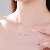 925 Silver Line Pendant Necklaces Clear CZ Wedding Jewelry