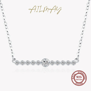 925 Silver Line Pendant Necklaces Clear CZ Wedding Jewelry