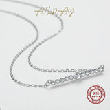 925 Silver Line Pendant Necklaces Clear CZ Wedding Jewelry