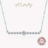 925 Silver Line Pendant Necklaces Clear CZ Wedding Jewelry