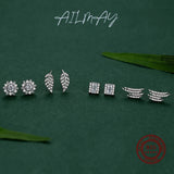 925 Silver Zircon Line Stud Earrings Wedding Jewelry