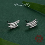 925 Silver Zircon Line Stud Earrings Wedding Jewelry