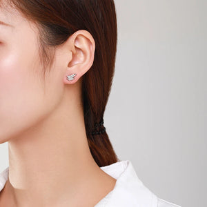 925 Silver Zircon Line Stud Earrings Wedding Jewelry