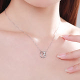 925 Silver Spring Tree Leaf Dangle Pendant Necklace Clear CZ Jewelry
