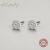925 Silver Sun Flower CZ Earrings Women Wedding Jewelry
