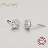 925 Silver Sun Flower CZ Earrings Women Wedding Jewelry