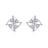 925 Silver London Charm Windmill Earrings Zirconia Studs