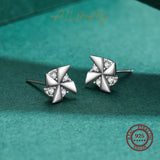 925 Silver London Charm Windmill Earrings Zirconia Studs