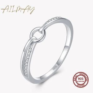 Geometric Clear CZ Finger Rings 925 Sterling Silver Jewelry