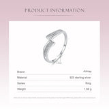 Guardian Wings Ring 925 Sterling Silver Clear Zircon for Women