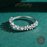 925 Silver CZ Daisy Flower Stackable Rings Romantic Wedding Jewelry