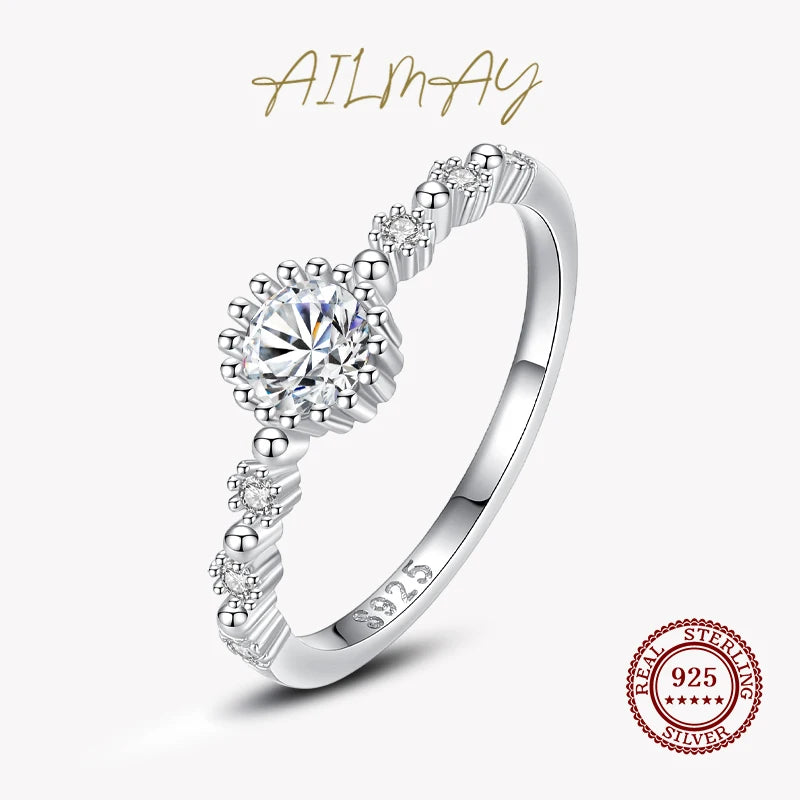 Vintage 925 Silver Zircon Finger Rings for Women