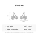 Hypoallergenic 925 Sterling Silver Cherry Earrings CZ For Women Girls