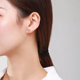 925 Silver Butterfly Sweet Stud Earrings Anti-allergy Fine Jewelry