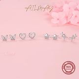 925 Silver Butterfly Sweet Stud Earrings Anti-allergy Fine Jewelry