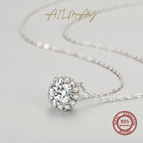 Clear Zircon 925 Sterling Silver Necklace For Women Fine Wedding Jewelry