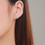 Lucky Tree Leaf Cz Stud Earrings 925 Sterling Silver For Women Wedding