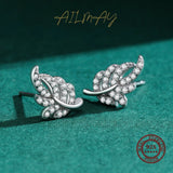 Lucky Tree Leaf Cz Stud Earrings 925 Sterling Silver For Women Wedding