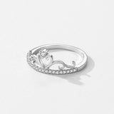 925 Silver CZ Crown Ring Women Wedding Jewelry