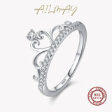 925 Silver CZ Crown Ring Women Wedding Jewelry