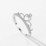 925 Silver CZ Crown Ring Women Wedding Jewelry