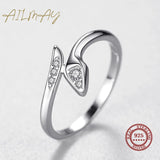 925 Silver Snake Shape Open Adjustable Finger Ring Women Girls Party Jewelry