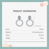 925 Sterling Silver Love Dangle Zircon Earrings Wedding Jewelry