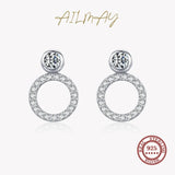 925 Sterling Silver Love Dangle Zircon Earrings Wedding Jewelry