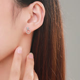 925 Sterling Silver Love Dangle Zircon Earrings Wedding Jewelry