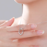 925 Sterling Silver Oval Pendant Necklace for Women