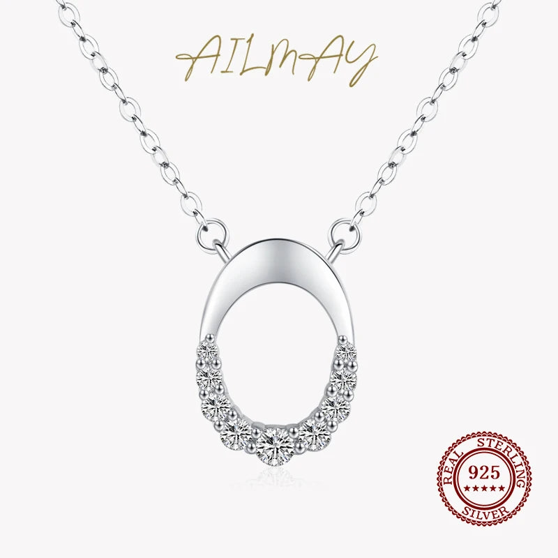 925 Sterling Silver Oval Pendant Necklace for Women